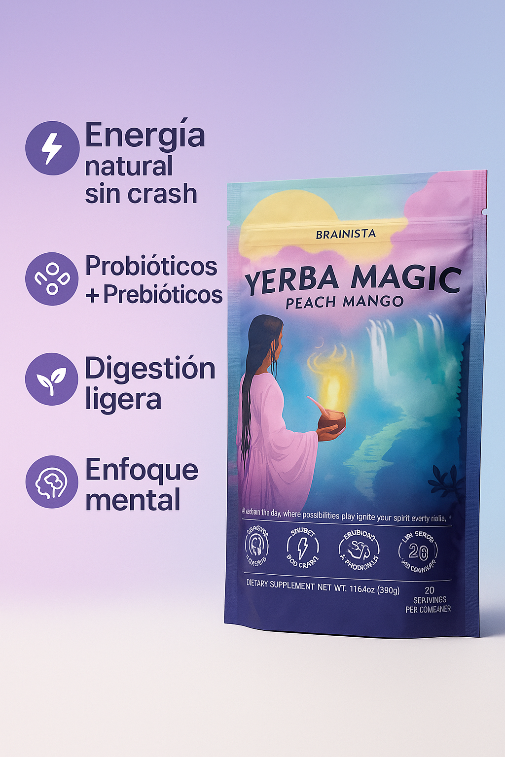 Yerba Magic Peach Mango – Energía Natural + Probióticos