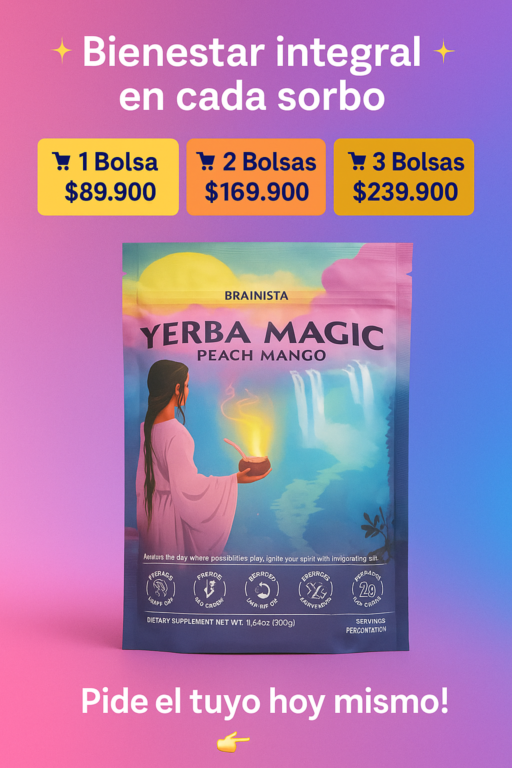 Yerba Magic Peach Mango – Energía Natural + Probióticos